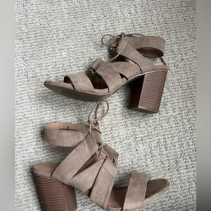 Tie up Tan Block Heel Sandals